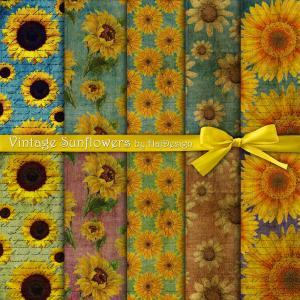Vintage Sunflowers - Digital Collage Sheet -..