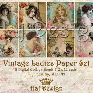 Vintage Ladies - Digital Collage Sheet - Digital..
