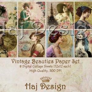Vintage Beauties - Digital Collage Sheet - Digital..