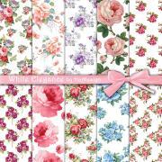 White Elegance - Digital Collage Sheet - Digital Paper - Scrapbook Paper - Decoupage Paper - Floral - Roses