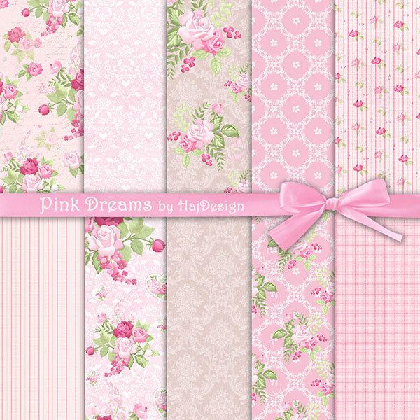 Pink Dreams - Digital Collage Sheet - Digital Paper - Decoupage Paper - Scrapbook - Printable Paper - Pink - Floral