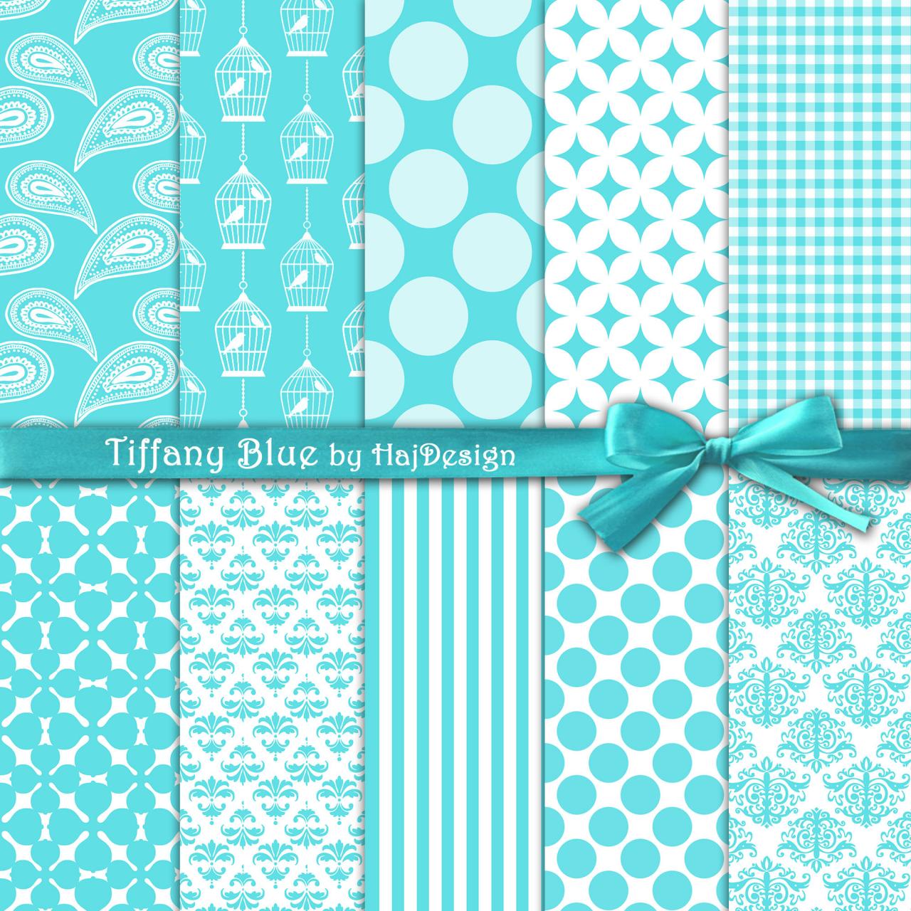 Tiffany Blue Collection - Digital Collage Sheet - Digital Paper - Aqua Paper - Wedding Invitations - Scrapbook - Decoupage