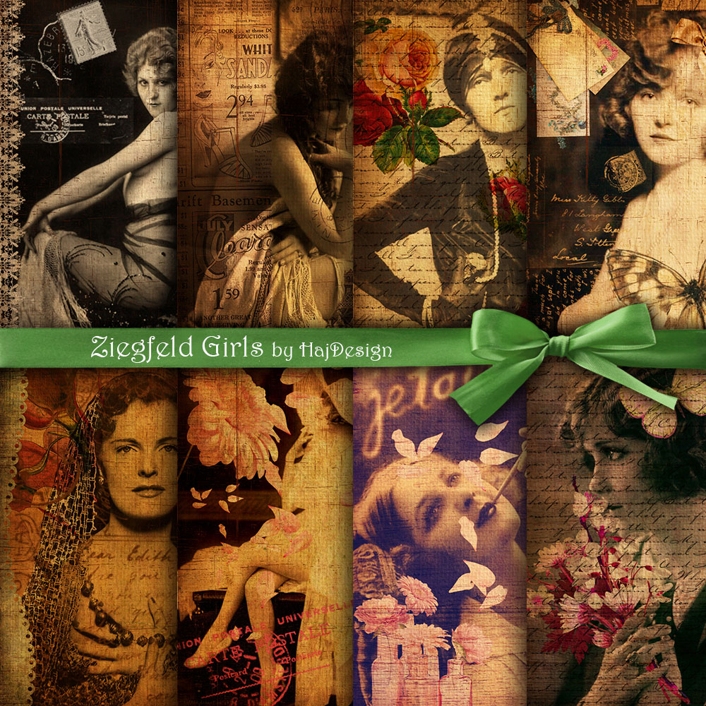 Ziegfeld Girls - Digital Collage Sheet - Digital Paper - Digital Cards - Vintage Cards - Vintage Women - Printable Cards