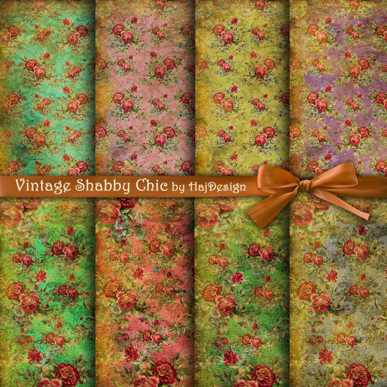 Vintage Shabby Chic - Digital Collage Sheet - Digital Paper - Shabby Chic - Vintage Paper - Decoupage Paper - Scrapbook Paper - Diy