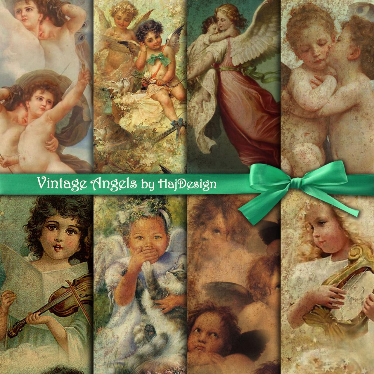 Vintage Angels - Digital Collage Sheet - Digital Paper - Decoupage Paper - Angels - Christmas - Scrapbook Paper - Diy - Altered Art - Transfer